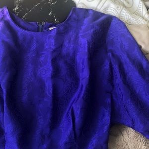 Vintage 100% silk blue peplum floral top